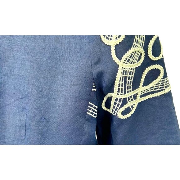 VINTAGE BELLDINI NAVY BLUE WHITE OVERSIZED NAUTICAL BLAZER JACKET - 14 - Picture 10 of 11